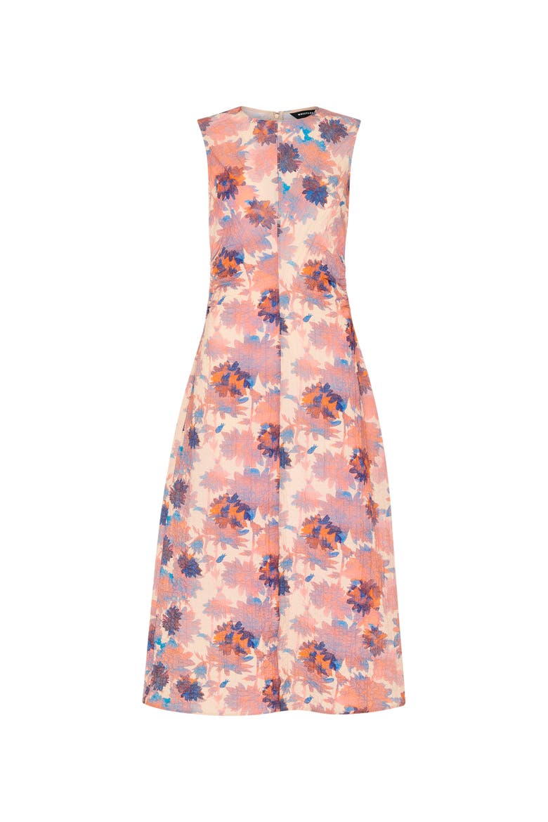 Sleeveless Floral Textured Midi Dress, Alternate, color, Pink/Multi