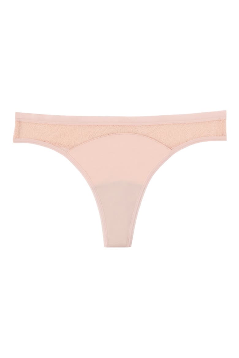 Period & Leakproof Light Absorbency Lace Panel Thong, Alternate, color, QUARTZ BLUSH