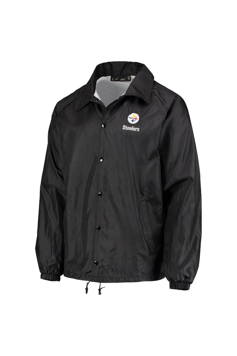 Men's Black Pittsburgh Steelers Coaches Classic Raglan Full-Snap Windbreaker Jacket, Alternate, color, Black
