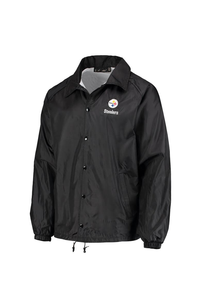 DUNBROOKE Men's Black Pittsburgh Steelers Coaches Classic Raglan Full-Snap Windbreaker Jacket, Alternate, color, 