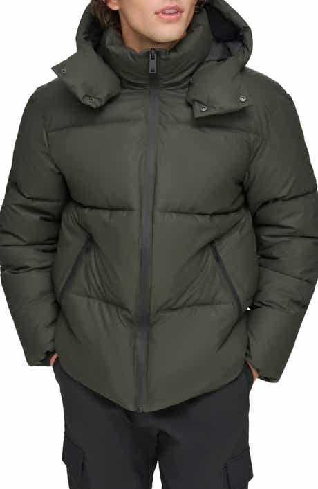 DKNY Rubberized Front Zip Puffer Jacket