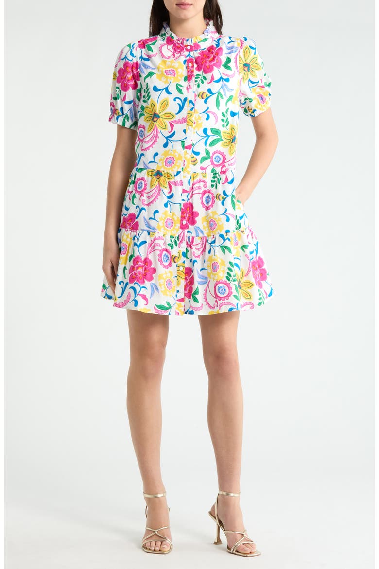 Kress Floral Domis Minidress, Main, color, WHITE-MULTI