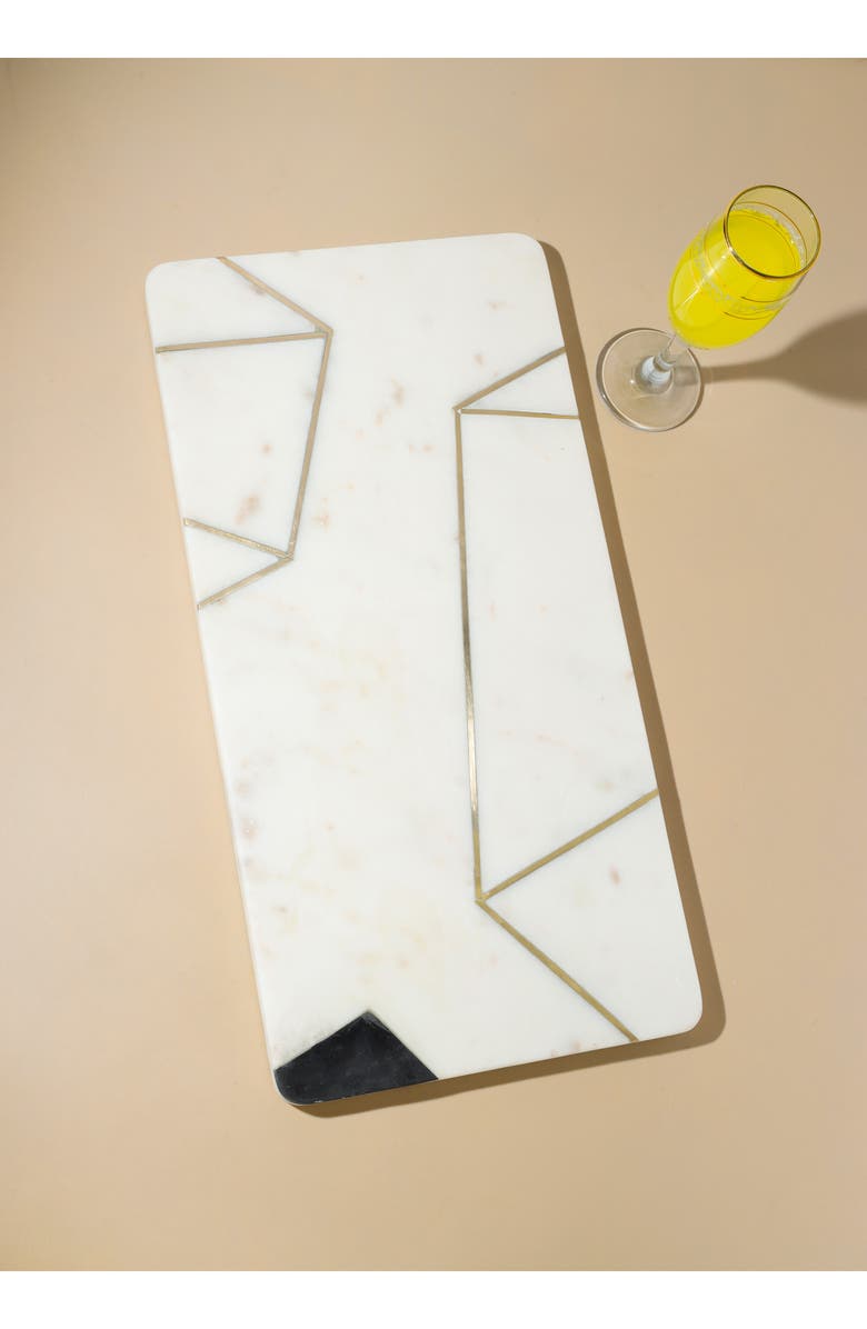 Tiramisu Luxuria Geometric Marble Platter, Alternate, color, White/ Gold