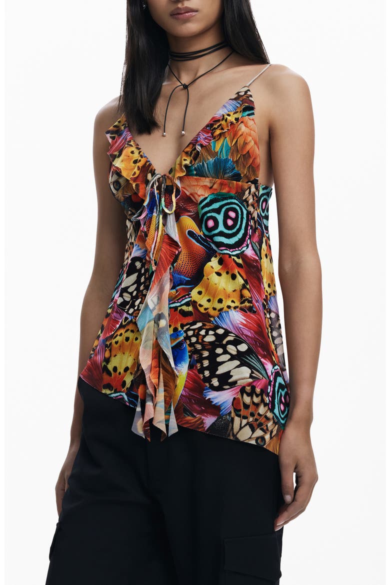 Ruffle Camisole, Main, color, BLACK