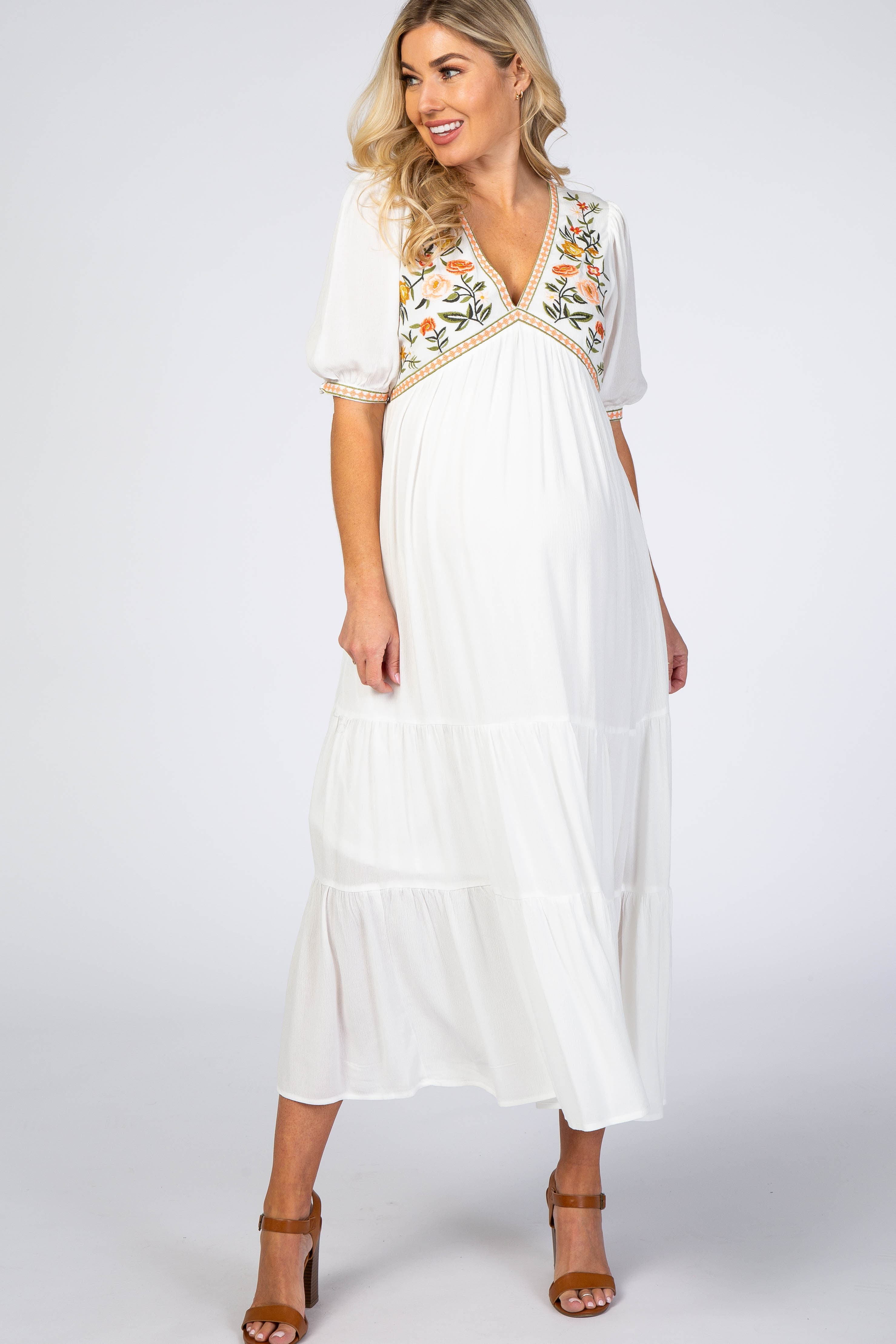 Floral Embroidered Midi Dress
