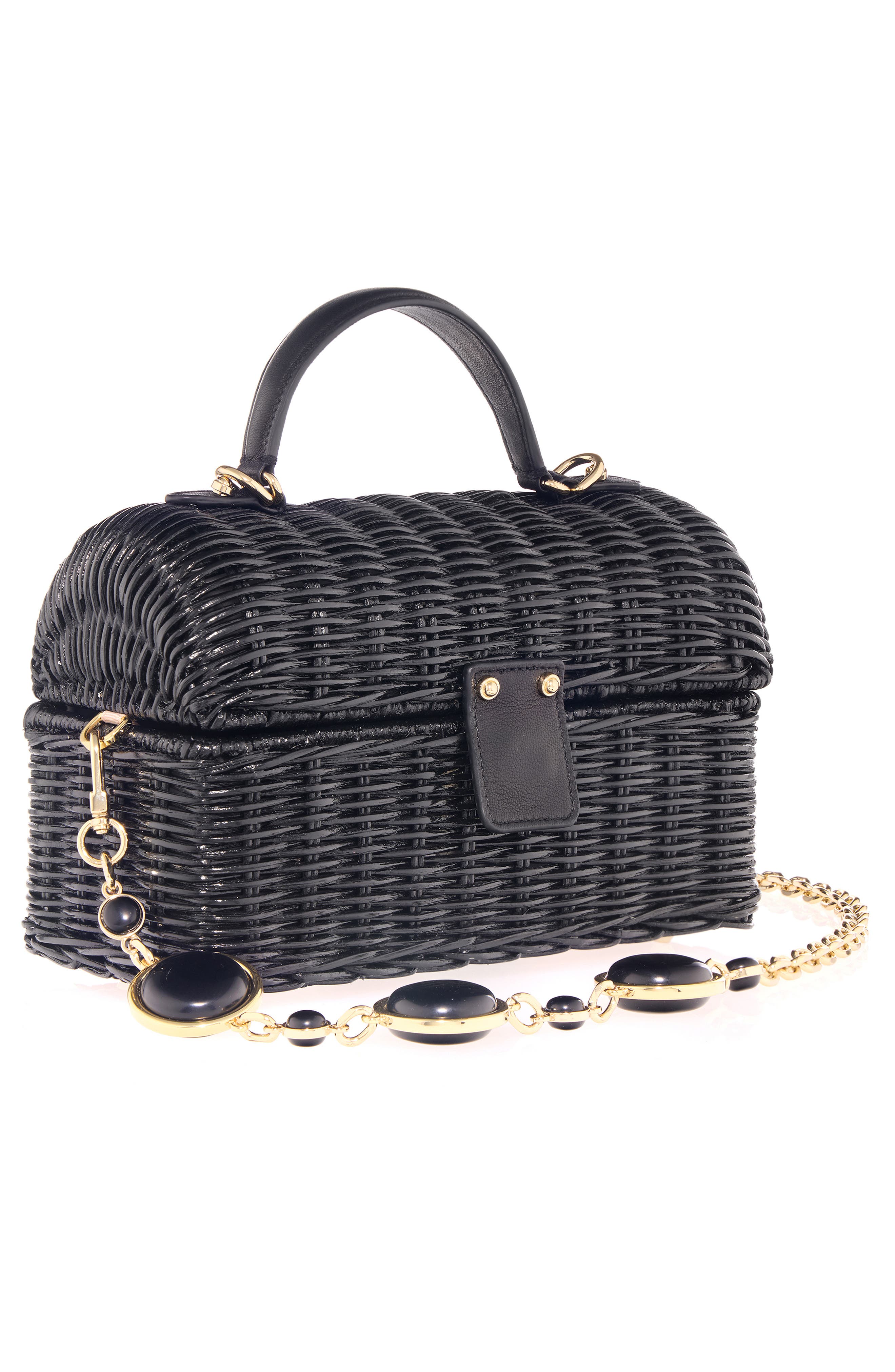 JUDITH LEIBER COUTURE Isla Wicker Basket Handbag, Alternate, color, Champagne Black