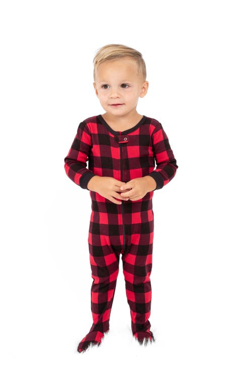Footed Plaid Cotton Matching Family Holiday Pajamas (Baby)
