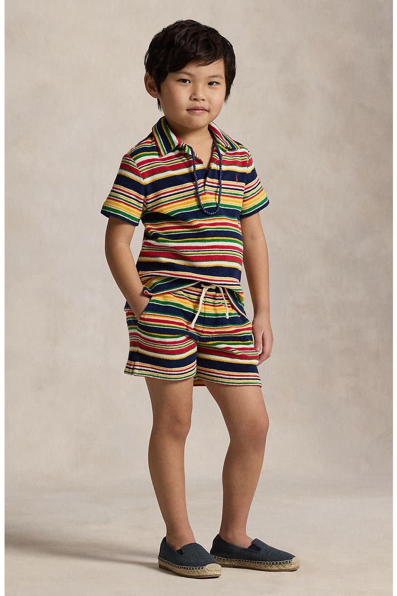 Kids' Stripe Cotton Terry Shorts, Alternate, color, YELLOW