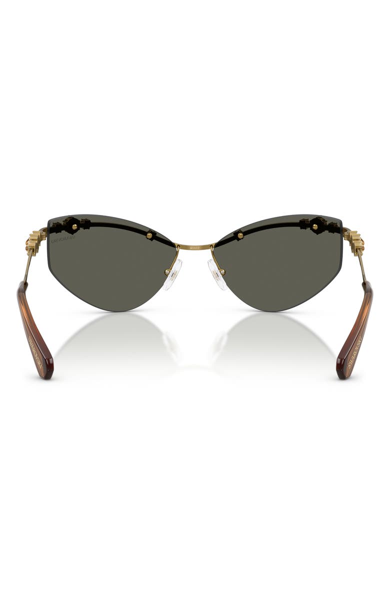 Swarovski 61mm Irregular Sunglasses, Alternate, color, Gold / Brown Mirror Gold