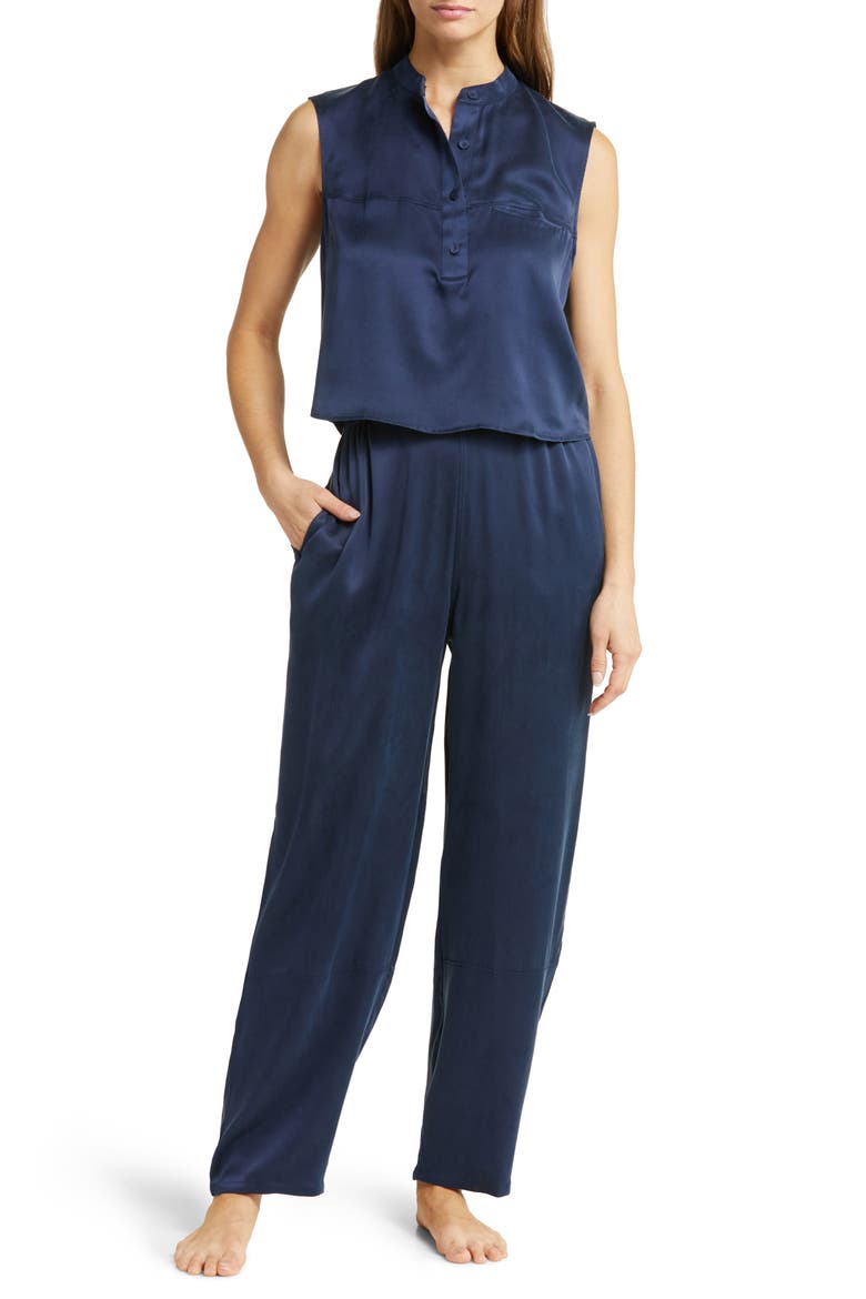 Washable Silk Sleeveless Pajamas, Main, color, DEEP BLUE