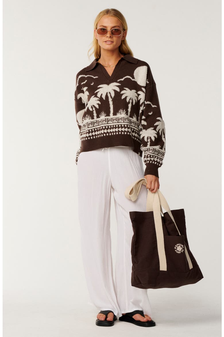 Paraiso Jacquard Sweater, Alternate, color, BROWN