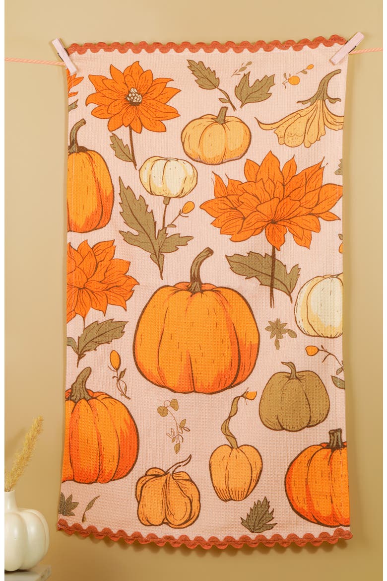 The Elegantly Eerie Set of 3 Cotton Tea Towels, Alternate, color, PINK