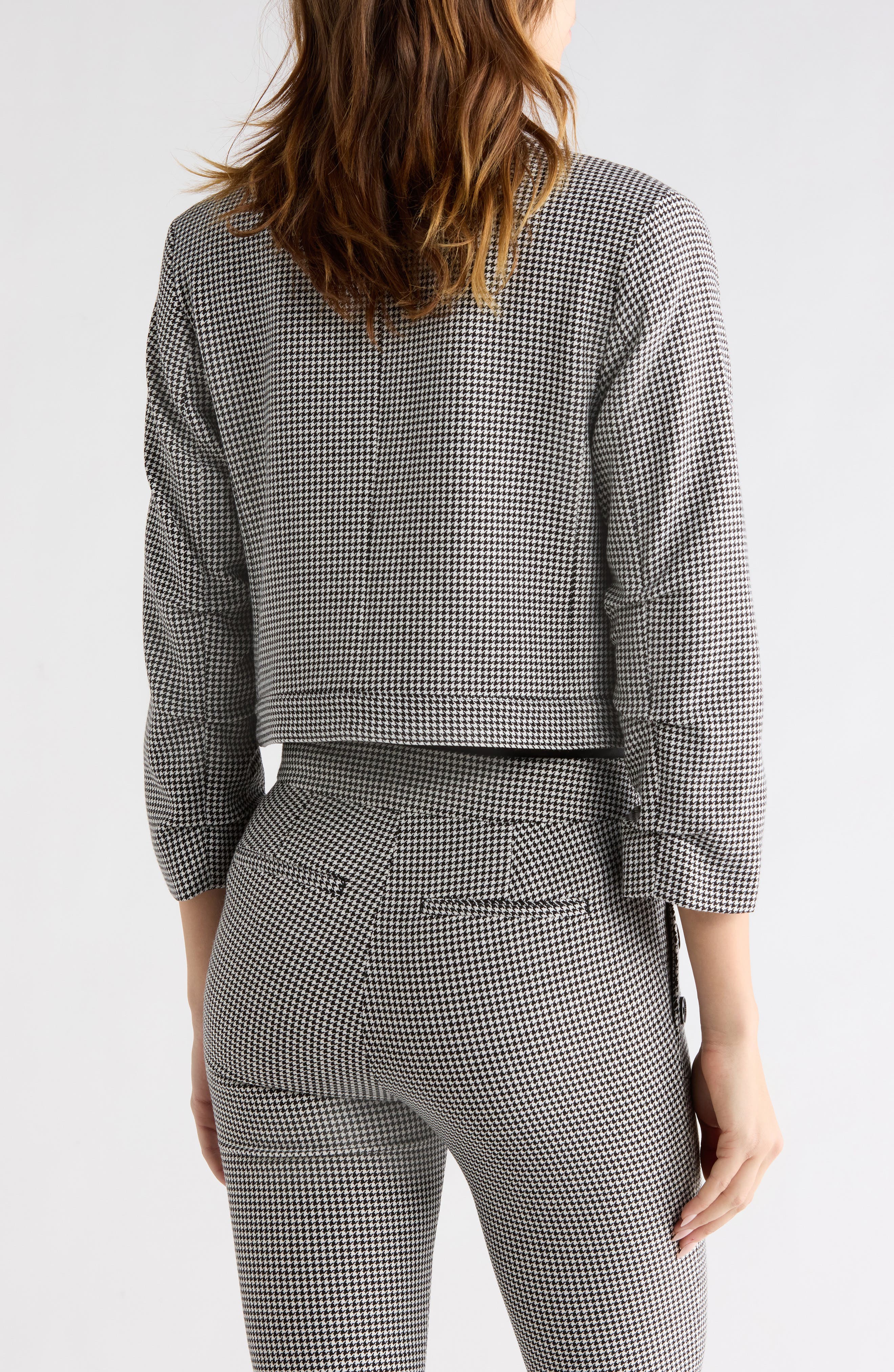 Piera Houndstooth Ruched Sleeve Jacket - image 2