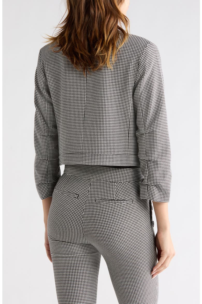 Piera Houndstooth Ruched Sleeve Jacket, Alternate, color, BLACK/ WHITE