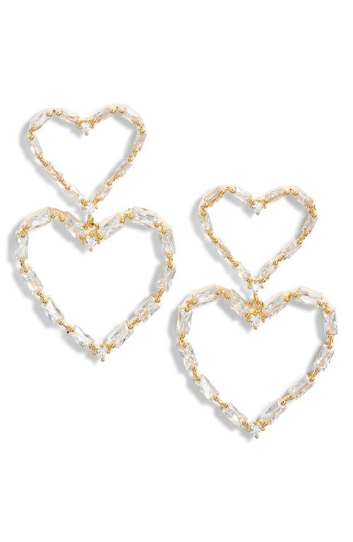 NORDSTROM NORDSTROM DOUBLE CUBIC ZIRCONIA OPEN HEART DROP EARRINGS
