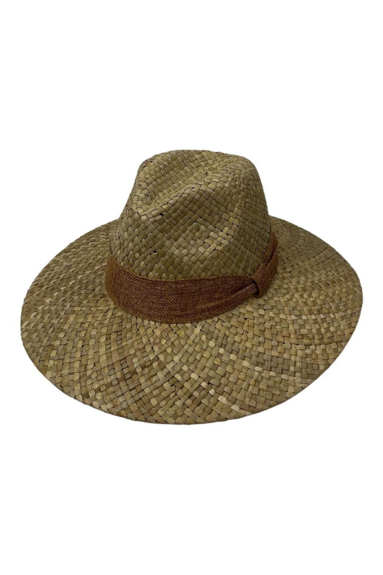 Ribbon Band Straw Panama Hat, Main, color, TAN