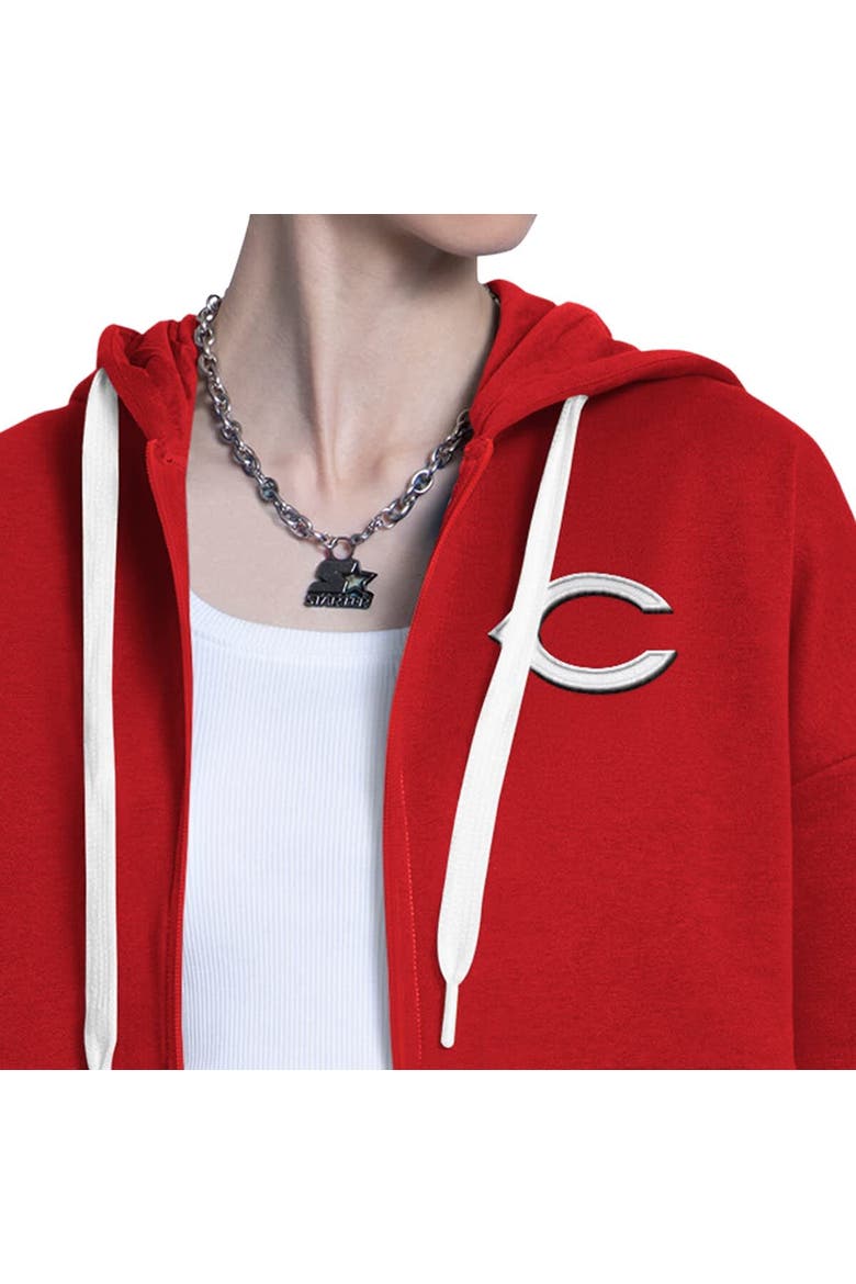 Women's Starter Red/Heather Gray Cincinnati Reds Wishbone Full-Zip Hoodie, Alternate, color, Red