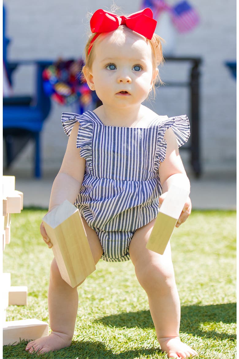 Stripe Bubble Romper, Alternate, color, BLUE