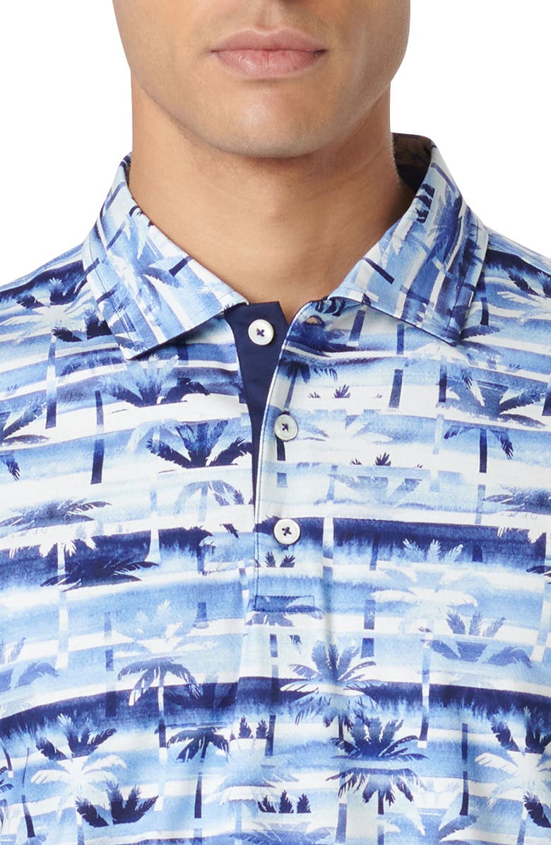 Bugatchi Hendrix Digital Palm Tree Print Pima Cotton Polo, Alternate, color, Classic Blue