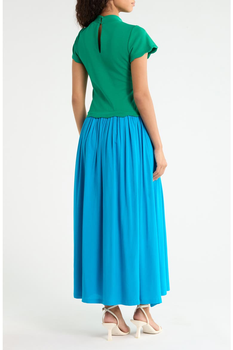 Marby Mixed Media Midi Dress, Alternate, color, NAVY BLUE