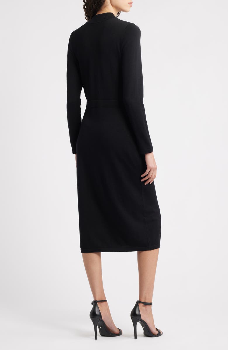 Julia Jordan Button Mock Neck Long Sleeve Midi Dress, Alternate, color,