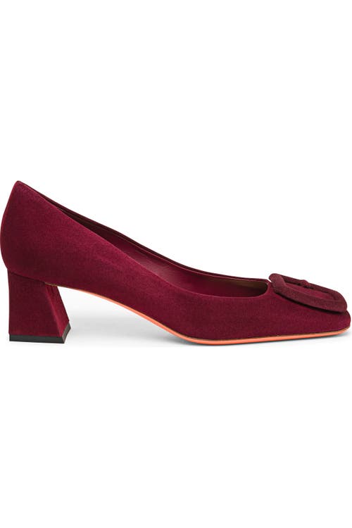 Santoni Suede Low-heel Pump In Burgundy