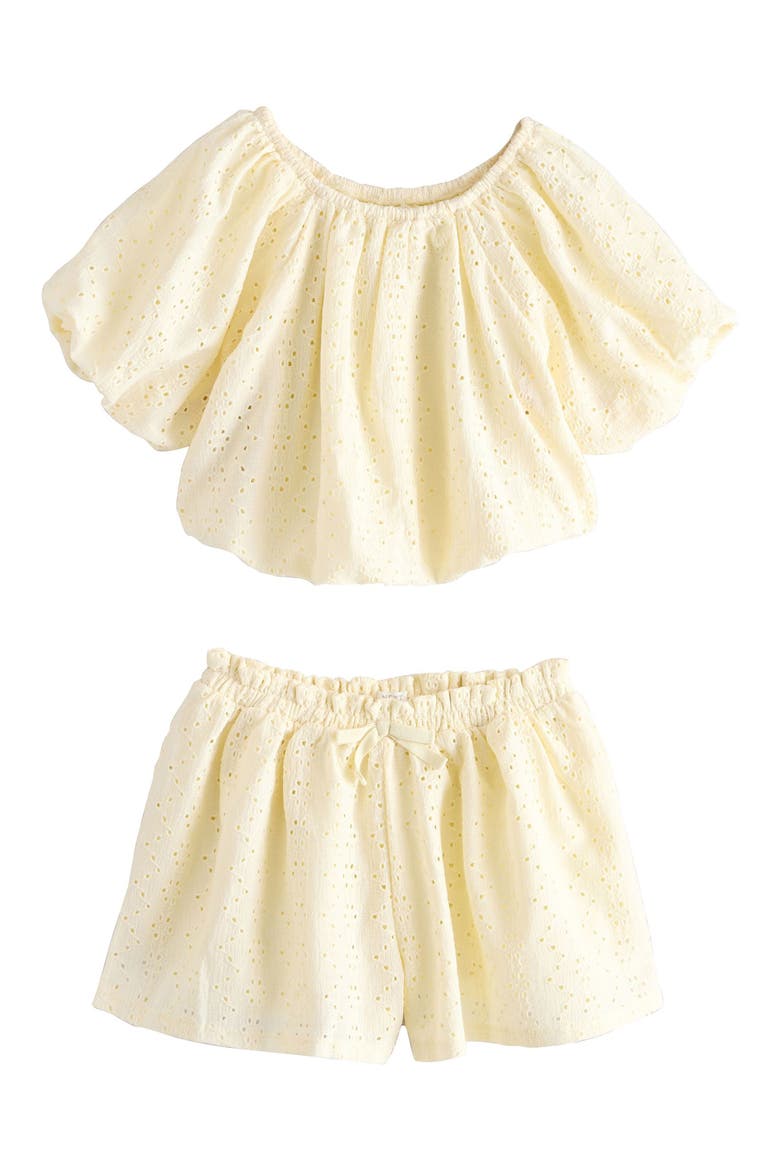 Kids' Broderie Top & Shorts Set, Main, color, YELLOW