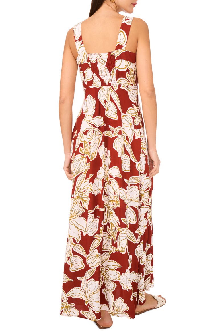Floral Wide Strap Maxi Dress, Alternate, color, CHILI