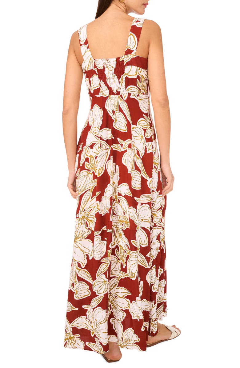 Vince Camuto Floral Wide Strap Maxi Dress, Alternate, color, Chili