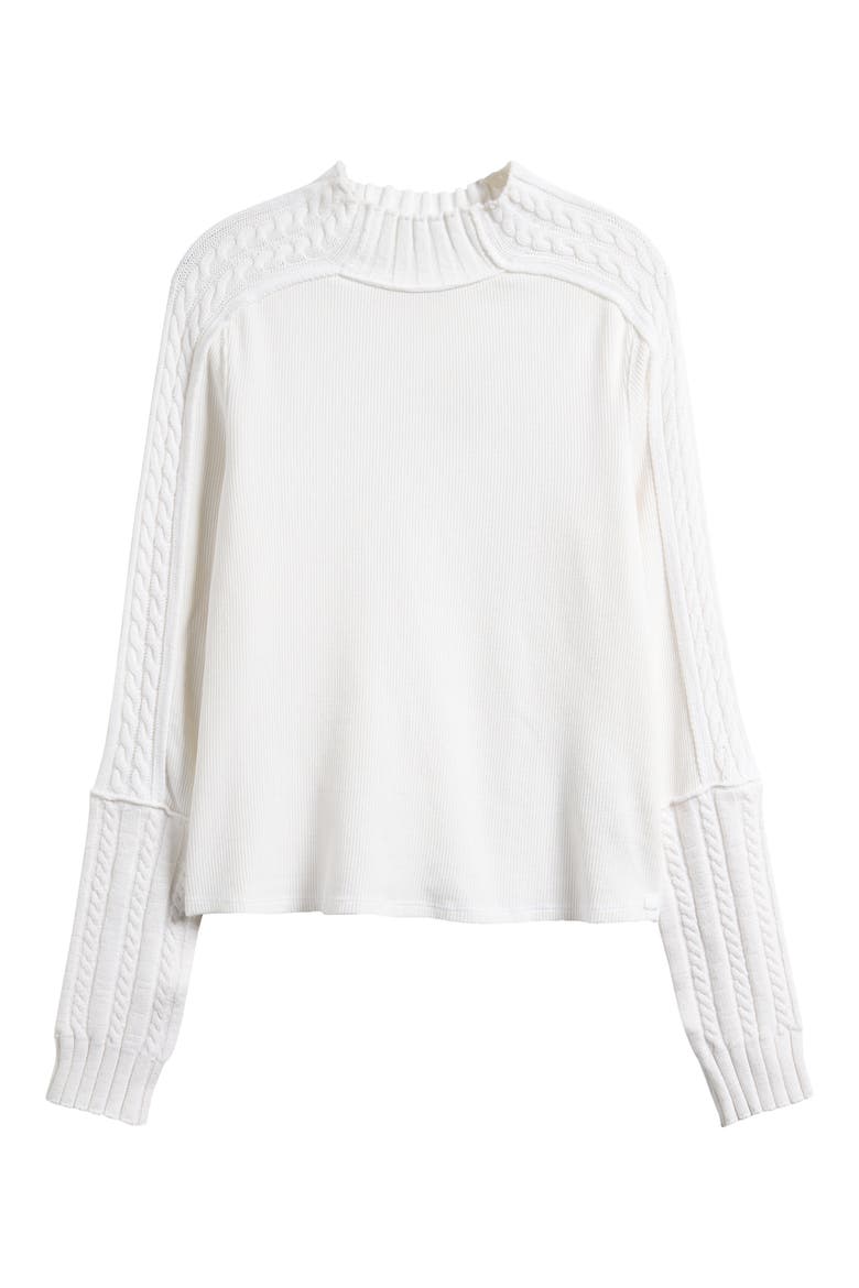 WTF Breezy Cable Knit Mock Neck Top, Alternate, color, IVORY