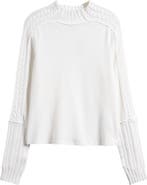 Free People WTF Breezy Cable Knit Mock Neck Top