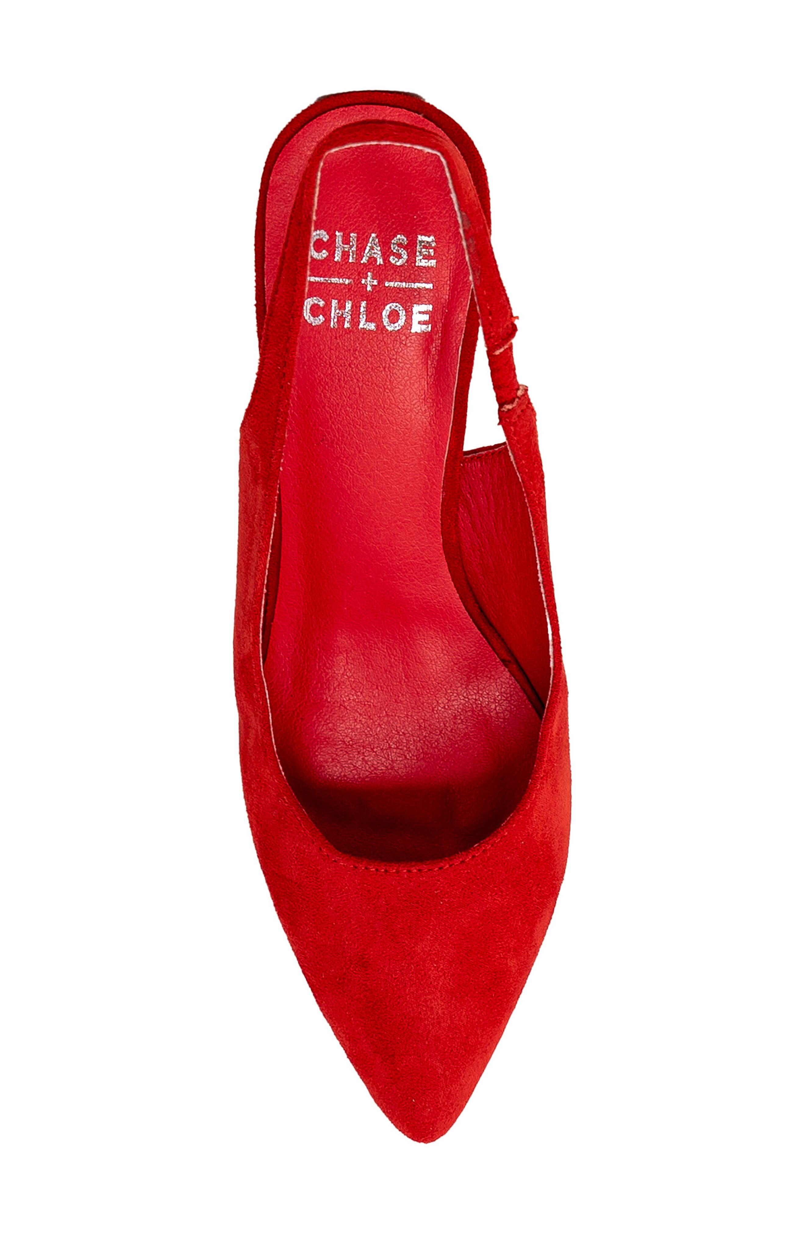 Alodia Pointed Toe Slingback Pump, Alternate, color, RED SUEDE