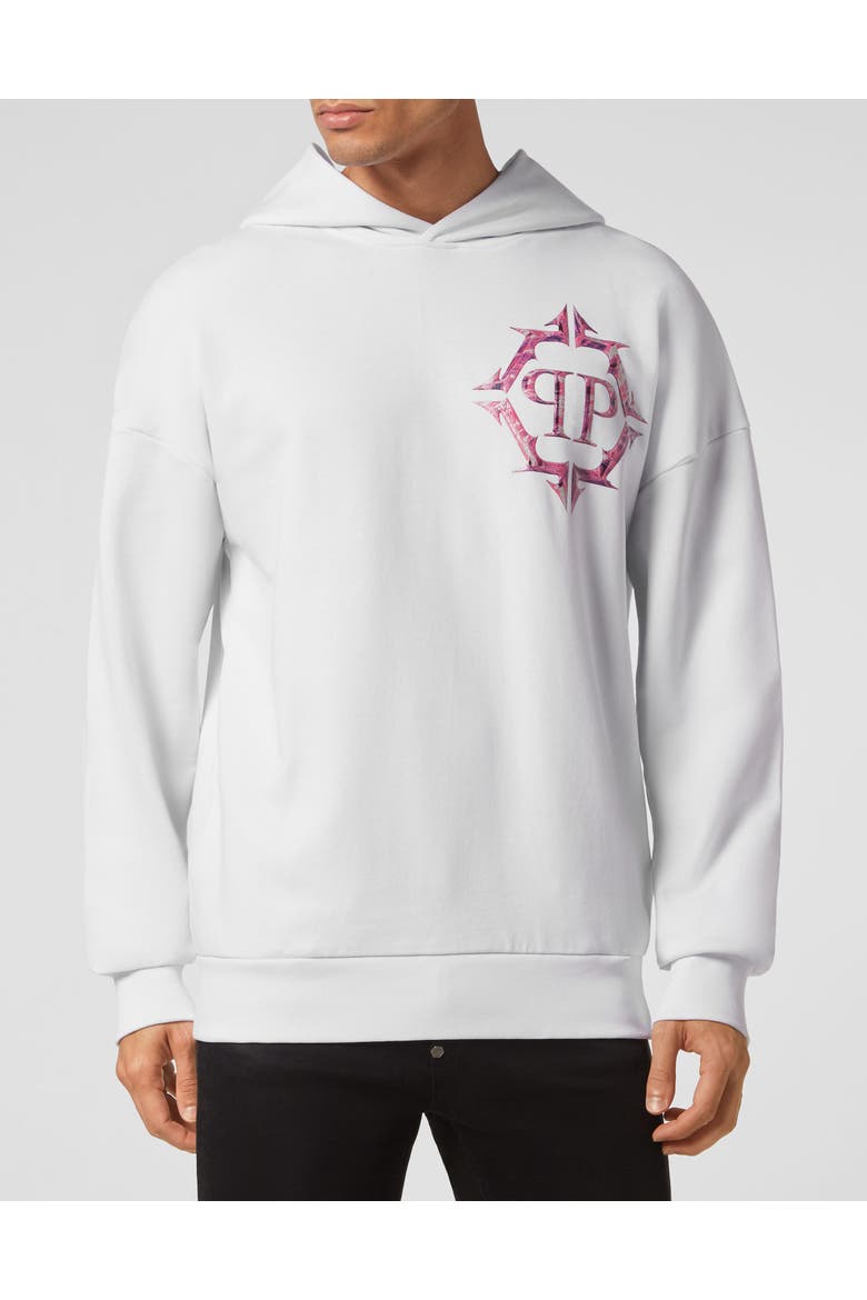 Hooded Sweatshirt Chrome Men, Main, color, white