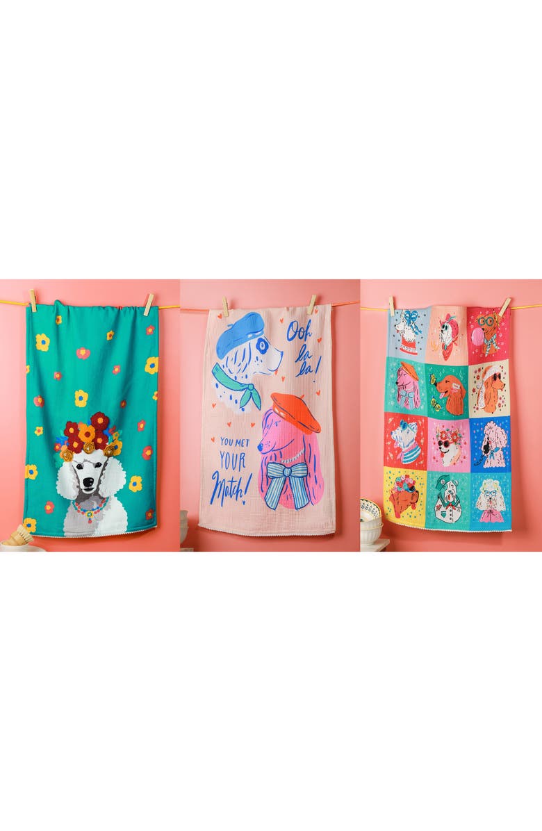 Tiramisu Chic Canine Set of 3 Kitchen Towels, Alternate, color, Multi