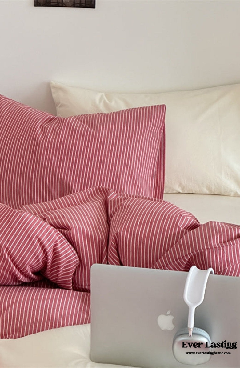 Ever Lasting Thin Striped Duvet Cover, Alternate, color, Red Striped