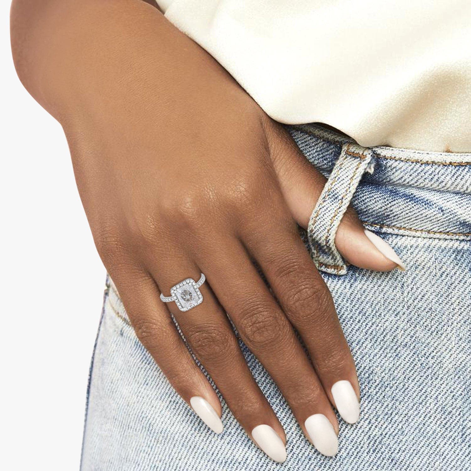 ALLUREZ Salt & Pepper Diamond & Diamond Engagement 14k (Women) | Nordstrom