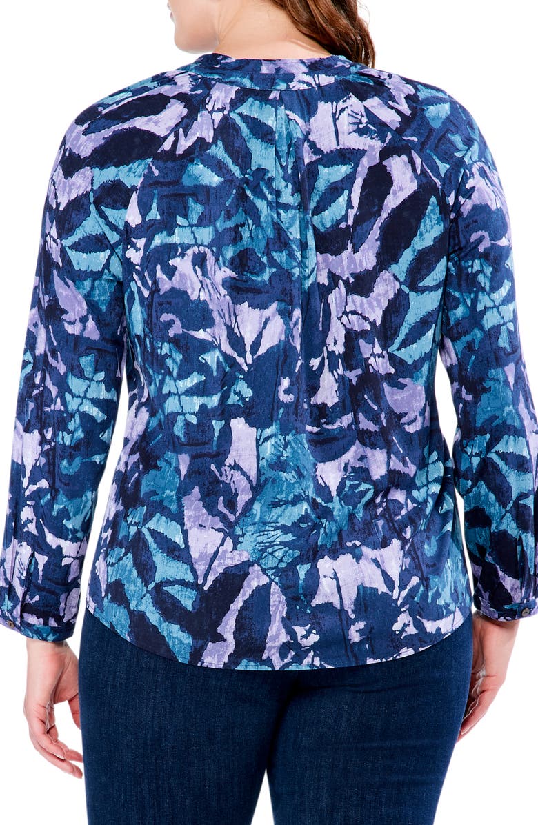 NIC+ZOE Indigo Vines Live In Print Blouse, Alternate, color,