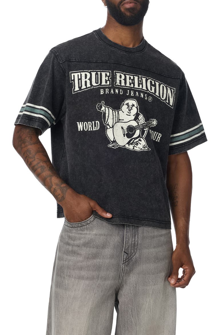 Washed Boxy Graphic T-Shirt, Main, color, JET BLACK