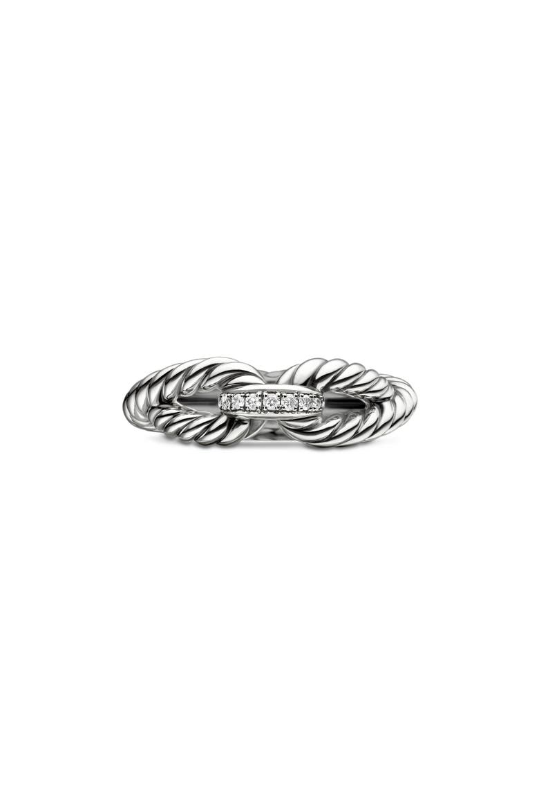 Cable Loop Ring with Diamonds, Main, color, STERLING SILVER/ DIAMOND