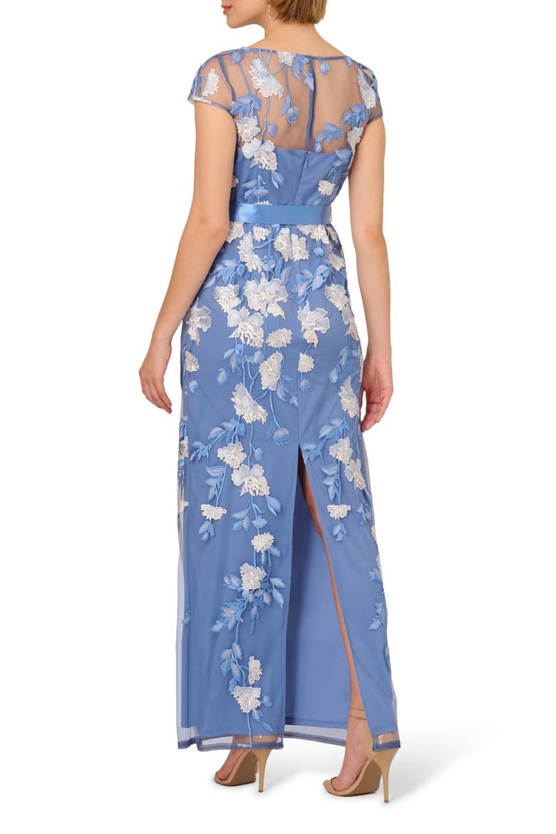 Floral Cascading Column Gown, Alternate, color, FRENCH BLUE MULTI