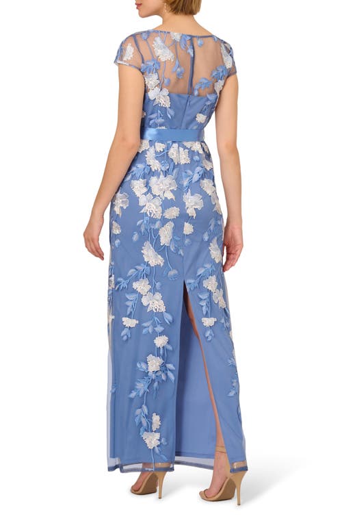 ADRIANNA PAPELL ADRIANNA PAPELL FLORAL CASCADING COLUMN GOWN