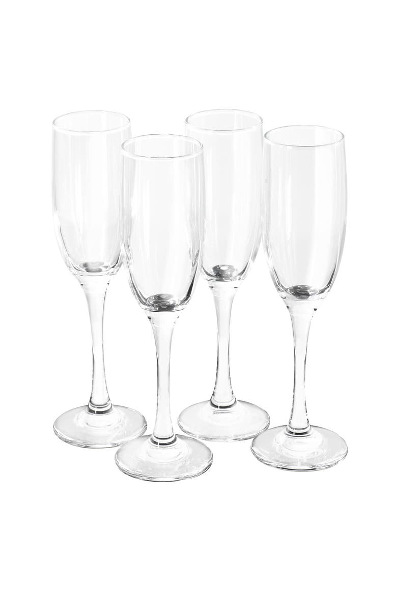 Belinni 4 Piece 6.4oz Fluted Champagne Glass Set, Main, color, Clear