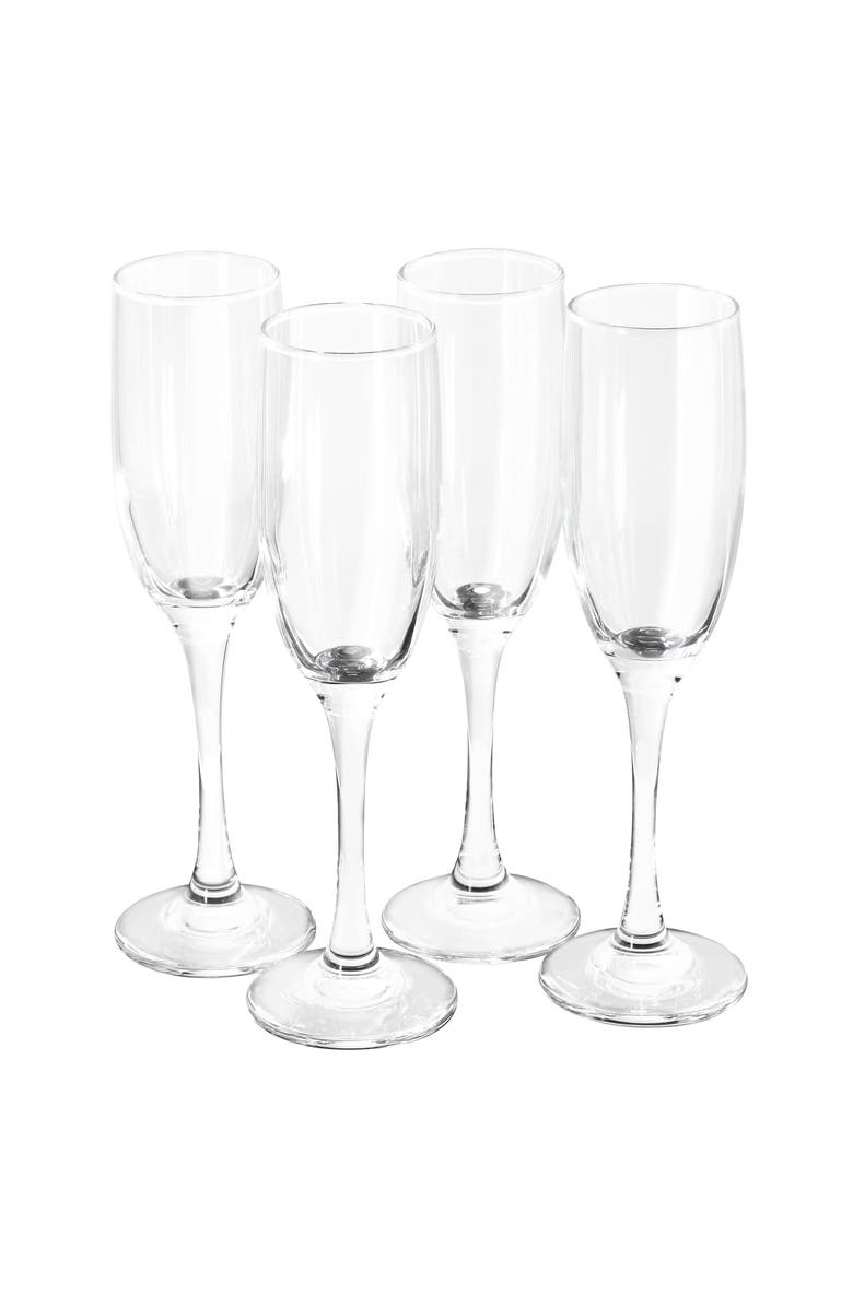 Gibson Home Belinni 4 Piece 6.4oz Fluted Champagne Glass Set, Main, color, Clear