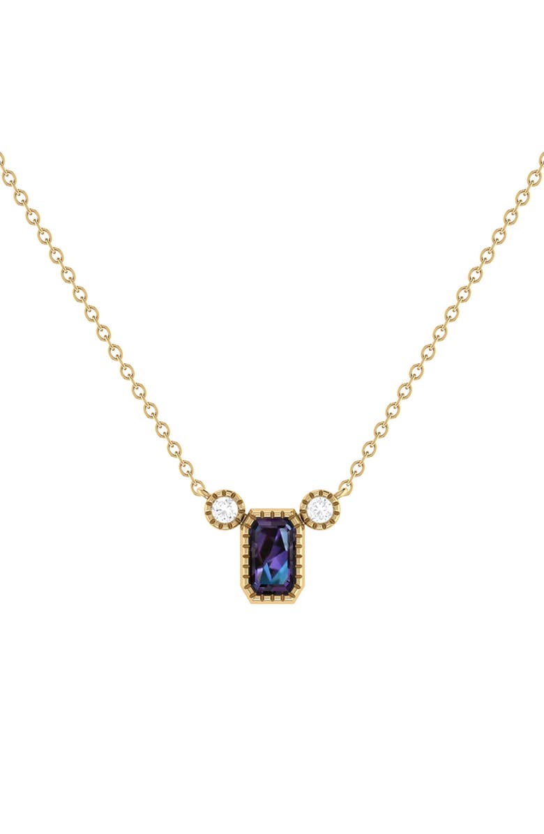 LuvMyJewelry La Vie Emerald Cut Alexandrite & Diamond Pendant Necklace - 0.04ct., Main, color, 14K Yellow Gold