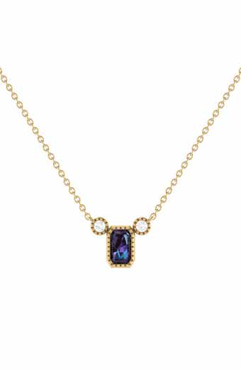 LuvMyJewelry La Vie Emerald Cut Alexandrite & Diamond Pendant Necklace - 0.04ct.