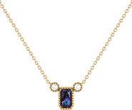 LuvMyJewelry La Vie Emerald Cut Alexandrite & Diamond Pendant Necklace - 0.04ct.