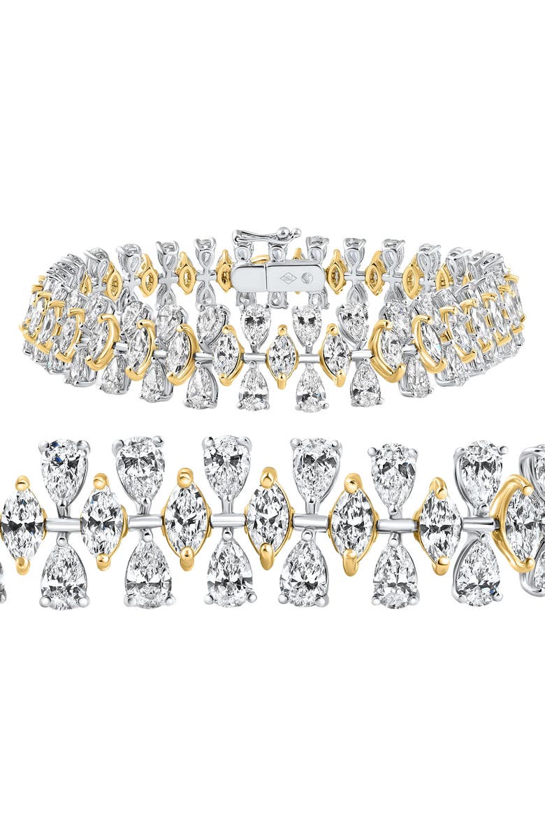 Bliss Diamond 15Ct Pear & Marquise Shape Diamond Tennis Bracelet 18k Gold 7" 22grams Lab Grown, Main, color, 