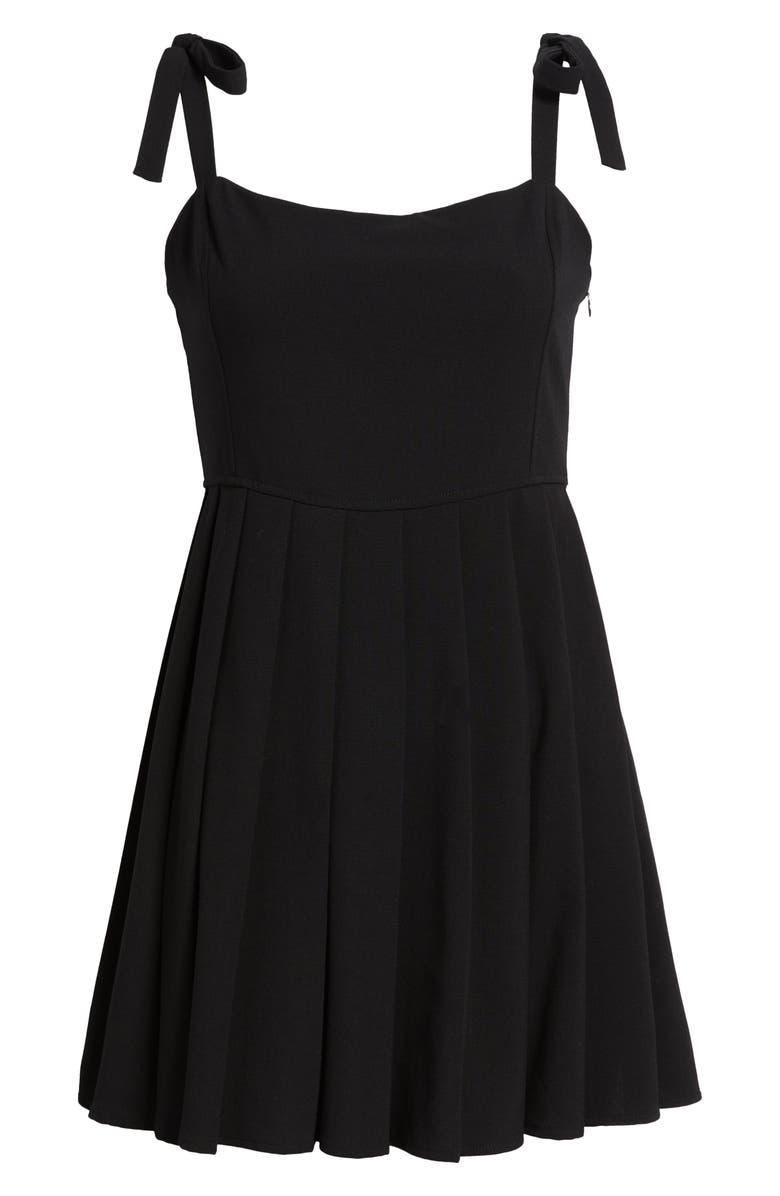 BP. Tie Strap Pleated Minidress, Alternate, color, Black
