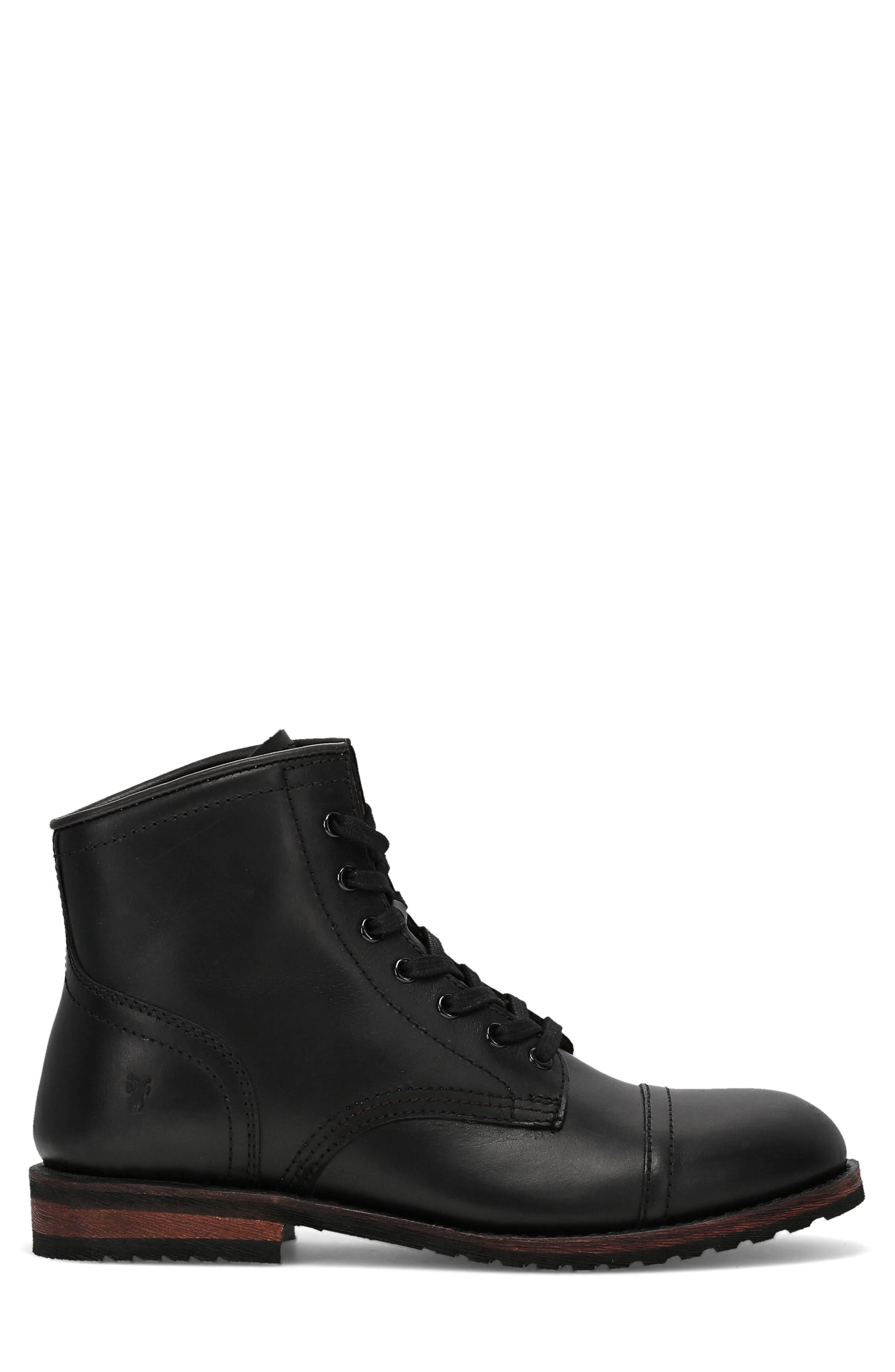 Frye Landon Lace-Up Cap Toe Boot, Alternate, color, Black
