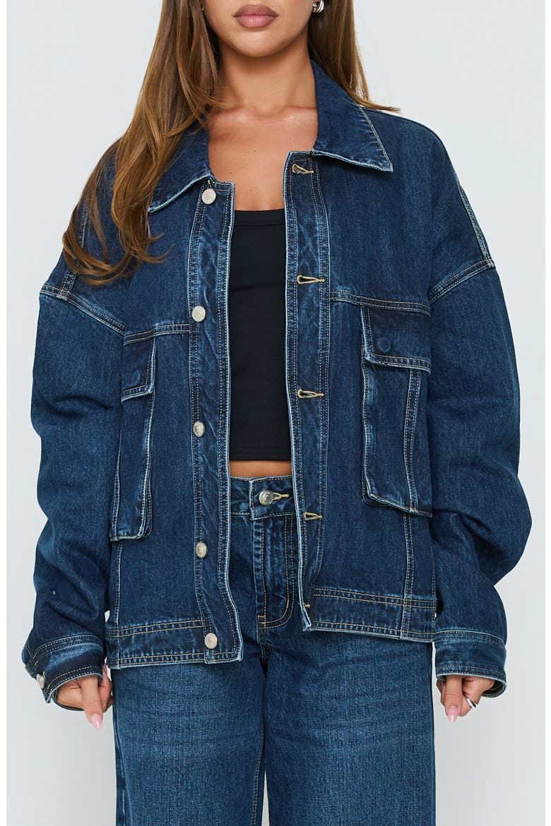 Kier Oversized Denim Jacket, Main, color, DARK BLUE WASH